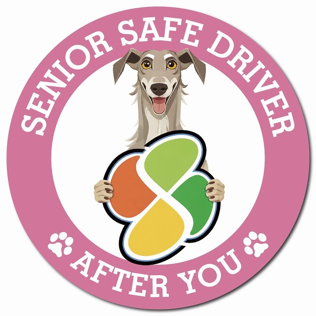 カーサイン 高齢者マーク SENIOR SAFE DRIVER ディアハウンド マグネット 強力 直径13cm 肉球 日本製 車 ステッカー