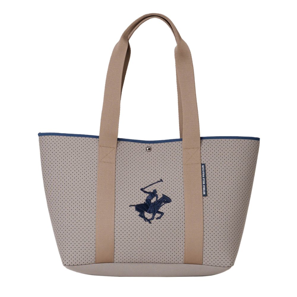 トートバッグ Beverly Hills Polo Club ビバリーヒルズポロクラブ ネオプレーン風 パンチング素材 大容量 多きめ a4 a3 軽量 軽い 肩掛け 手提げ レディース 女性 内ポケット付き 通勤 通学 マザーズバッグ ブランド ロゴ 黒 紺