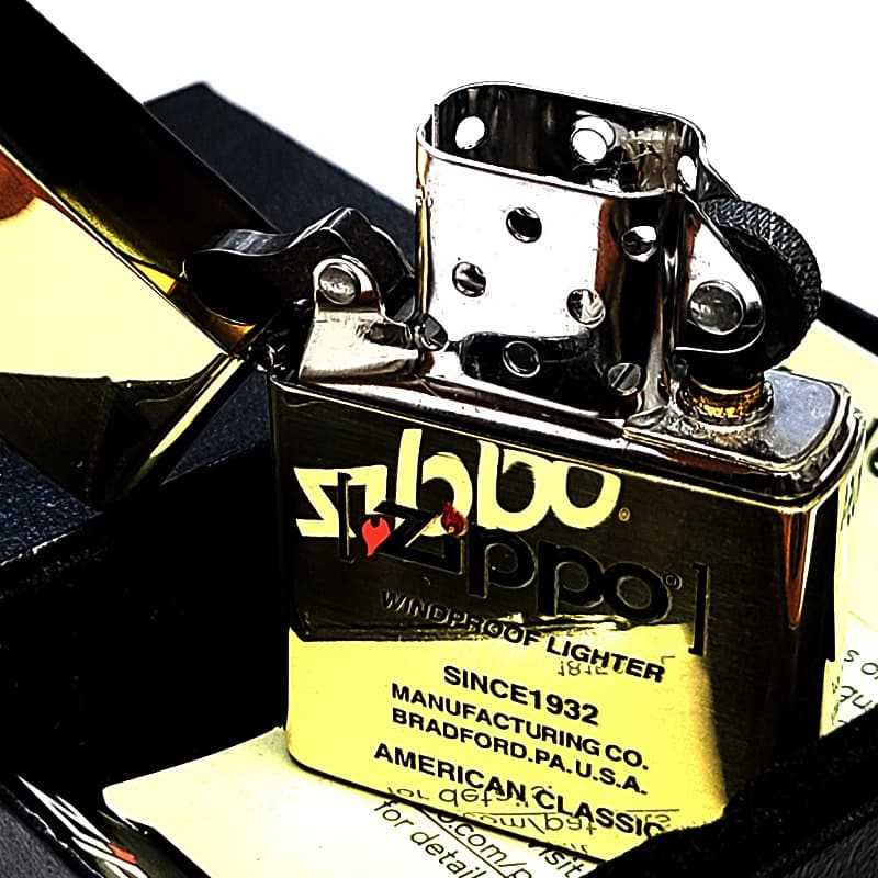 ZIPPO ライター ジッポ ロゴ 真鍮ミラー ブラス シンプル 彫刻 鏡面 American Classic Edition おしゃれ アンティークゴールド かっこいい 金 メンズ  ギフト プレゼント