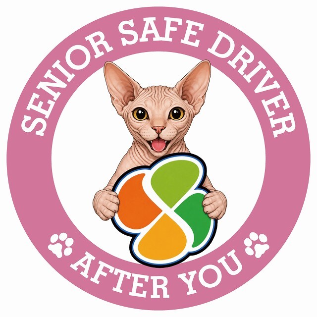 カーサイン 高齢者マーク SENIOR SAFE DRIVER スフィンクス ステッカー シール 直径13cm 肉球 日本製 車