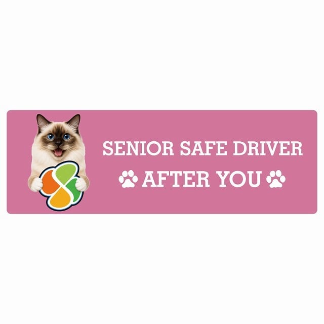 カーサイン 高齢者マーク SENIOR SAFE DRIVER バーマン ステッカー シール 長方形 15x5cm 肉球 日本製 車