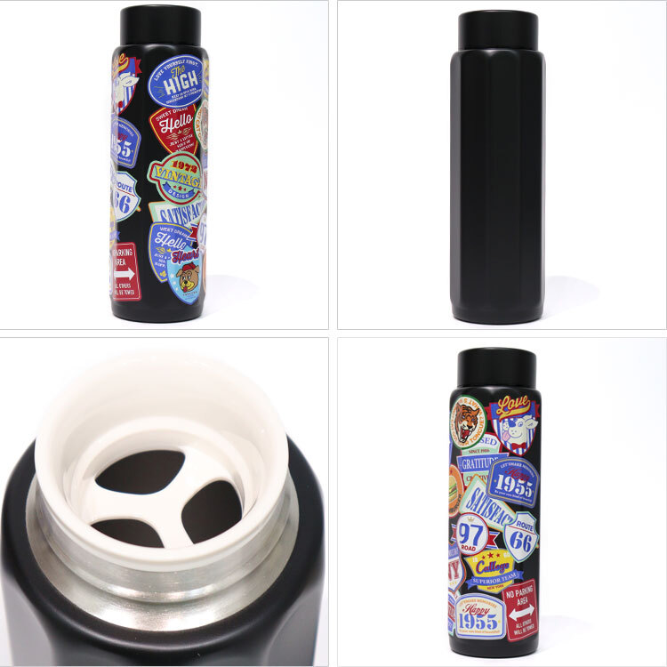 ウェストブルーム ステンレスボトル 480ml 10角 水筒 ボトル 保温保冷 直飲み アメカジ  カジュアル アメリカン 犬 ステッカー風 学校 仕事 アウトドア