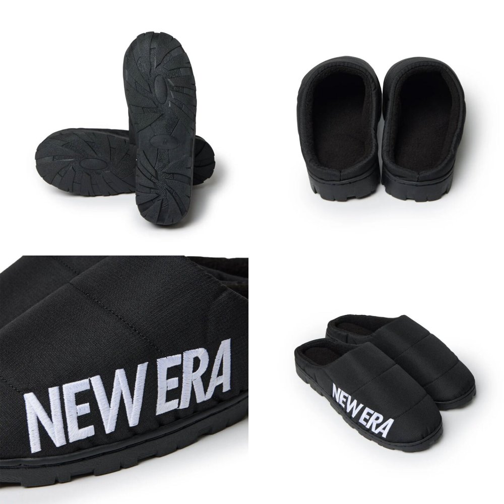 ルームシューズ ニューエラ NEWERA ブランド 15135188 ネームロゴ メンズ 秋 冬 ルームスリッパ 26 27cm 室内 部屋用 スリッパ 保温 防寒 部屋履き 室内履き 疲れない 裏フリース 柔らかい 暖かい あったか 丈夫 黒 ブラック おしゃれ シンプル 無地 ロゴ 父の日