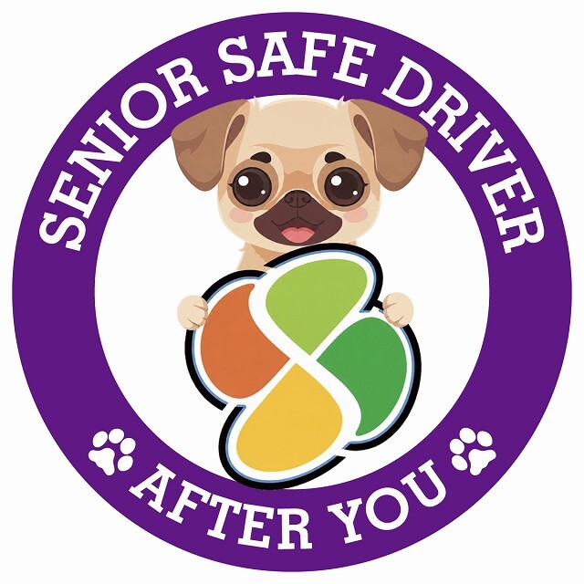 カーサイン 高齢者マーク SENIOR SAFE DRIVER チワパグ ステッカー シール 直径13cm 肉球 日本製 車