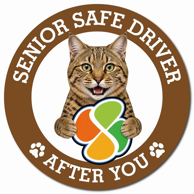 カーサイン 高齢者マーク SENIOR SAFE DRIVER ピクシーボブ マグネット 強力 直径13cm 肉球 日本製 車 ステッカー