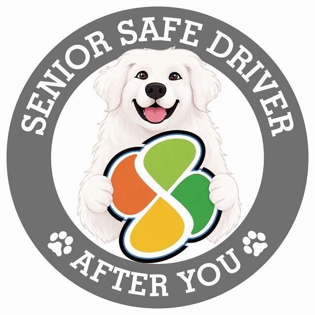 カーサイン 高齢者マーク SENIOR SAFE DRIVER グレートピレニーズ ステッカー シール 直径13cm 肉球 日本製 車