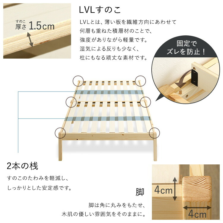 ベッド 寝具 2分で完成！組立簡単 ハイタイプ【Trans-トランズ-】(セミダブル)
