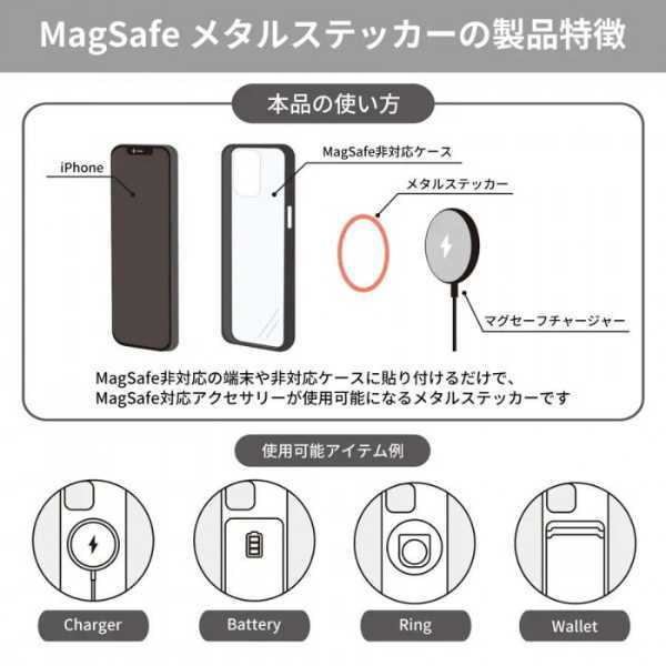 サンリオ MagSafe対応 メタルステッカー マイメロディ キャラクター グッズ スマホアクセサリー 磁石 貼り付け 強化 互換性向上 マグネット ワイヤレス充電 マグセーフ サンリオ正規ライセンス品