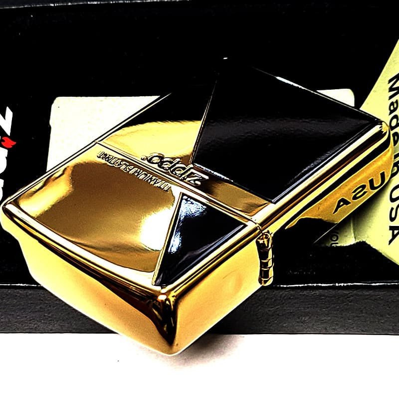 ZIPPO ライター 金チタン ジッポ ロゴ ブラック&ゴールド かっこいい 黒金 チタンコーティング 彫刻 おしゃれ 高級 メンズ ギフト プレゼント