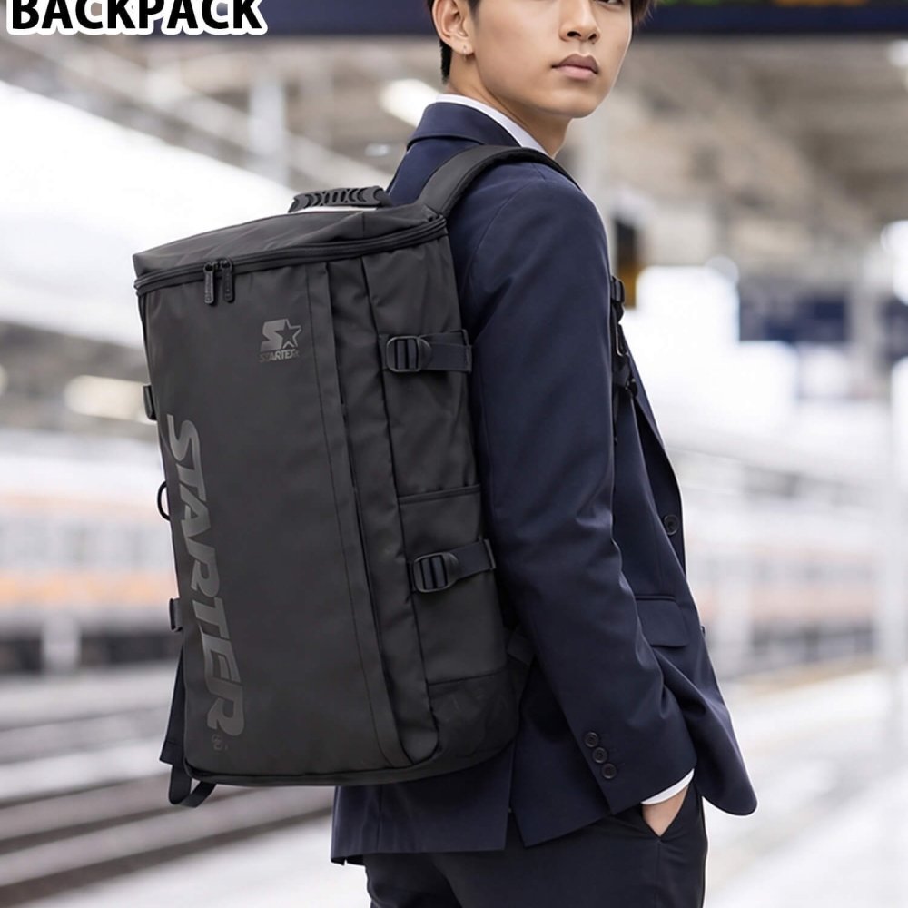 STARTER スターター リュック 大容量 30L ボックス型 バックパック 通学 通勤 PC収納 B4 A4 撥水 スクエア メンズ レディース スポーティー カジュアル 部活 部活用 スポーツ 部活リュック 高校生 大学生 学生 SCG-6802 2026FW Karlas