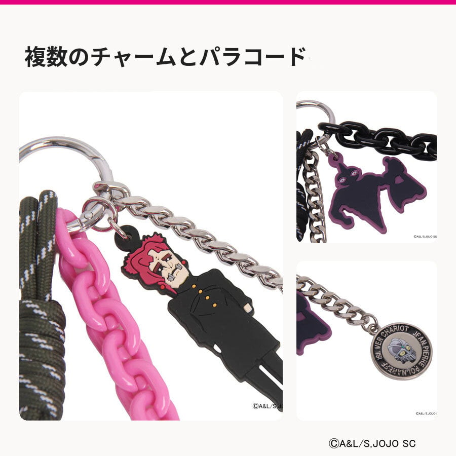 outdoor products ジョジョの奇妙な冒険 パラコードキーホルダー キーホルダー ストラップ レディース メンズ ギフト プレゼント ブラック jo06 ODJO40