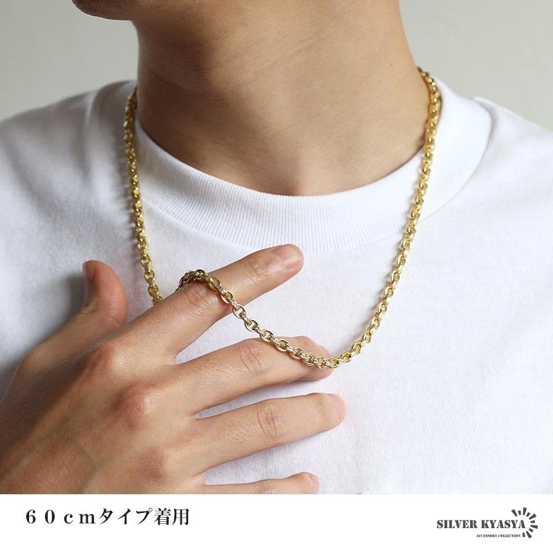ペーパーチェーンネックレス 六字真言 小粒 ストーンネックレス ゴールド 18KGP 50cm 60cm ホワイトメタル 梵字 細身 二重ロック キラキラ 煌めく 高級感 重厚感 かっこいい メンズ 男性
