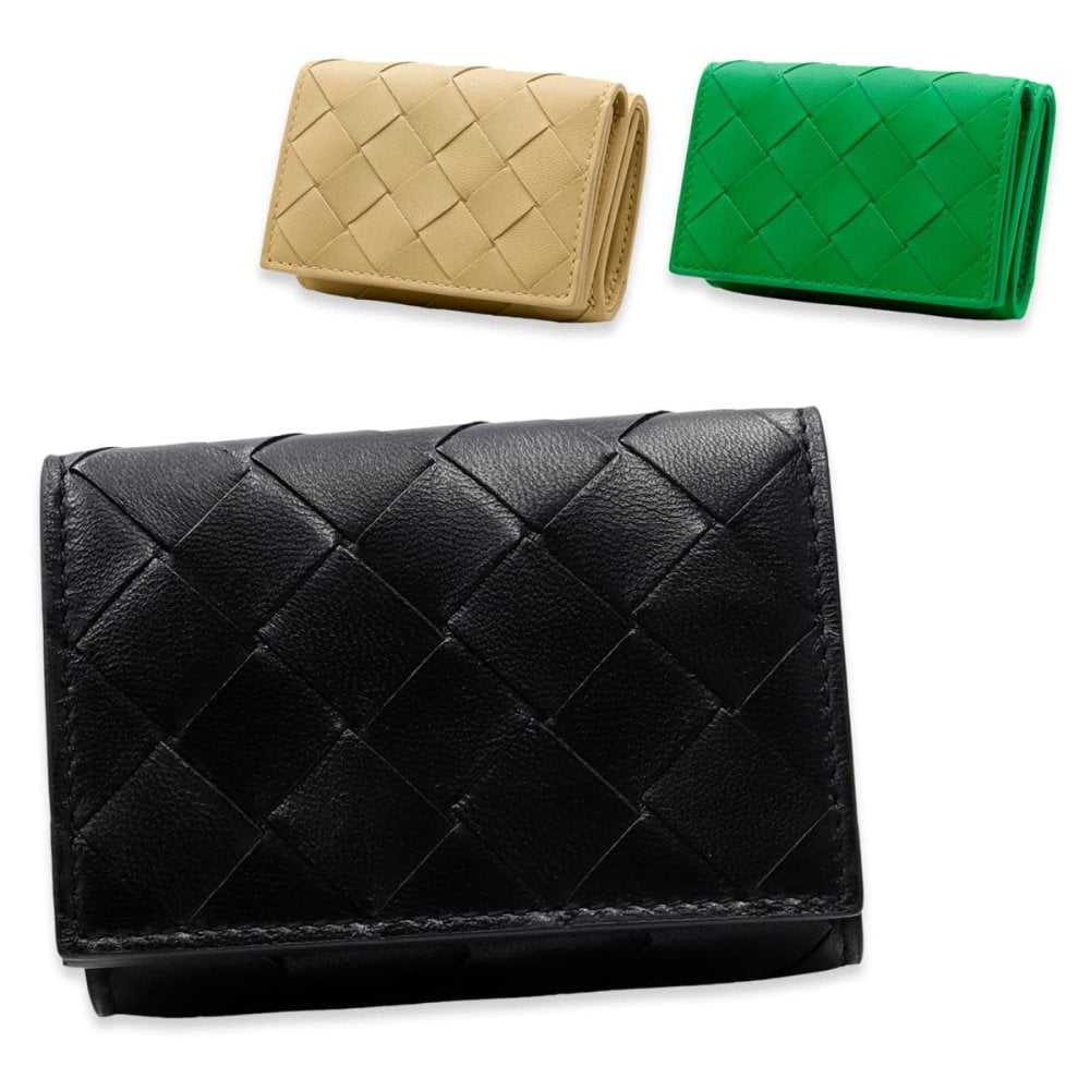 選べる3色 ボッテガヴェネタ BOTTEGA VENETA 三つ折り財布 レディース メンズ イントレチャート タイニー ミニ財布 本革 小銭入れ付き ブラック グリーン ベージュ 666944 V3UH2