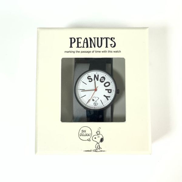 スヌーピーPEANUTS タイポレザーウォッチ BK 腕時計 アクセサリー ブラック グッズ 日本製