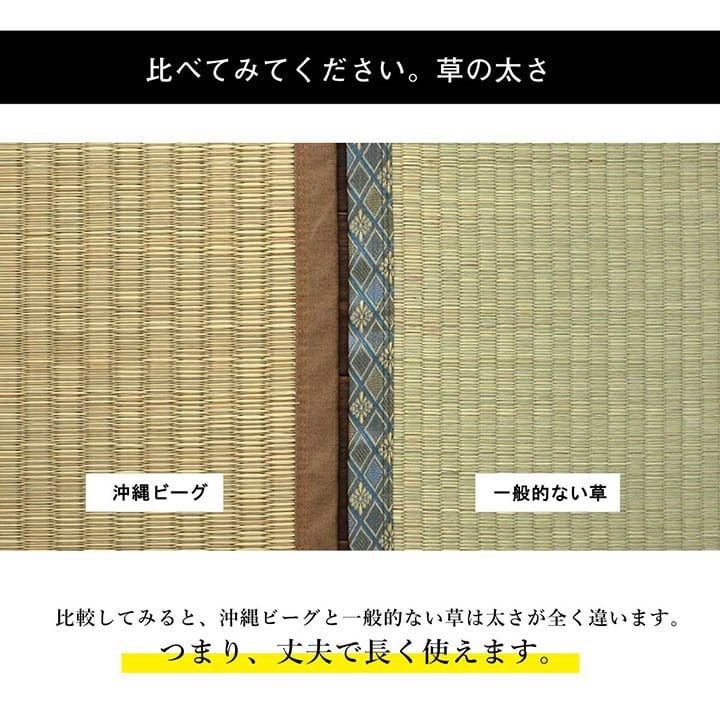 夏ラグ 夏用カーペット 日本製 国産 純国産 沖縄ビーグ ラグ い草 約191×191cm (裏:不織布）