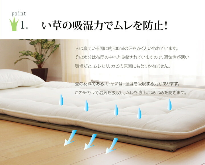 ベッド 寝具 マットレス セミダブル 三つ折り い草 置き畳 国産 『い草マットレス』 約120×210cm （裏:不織布）