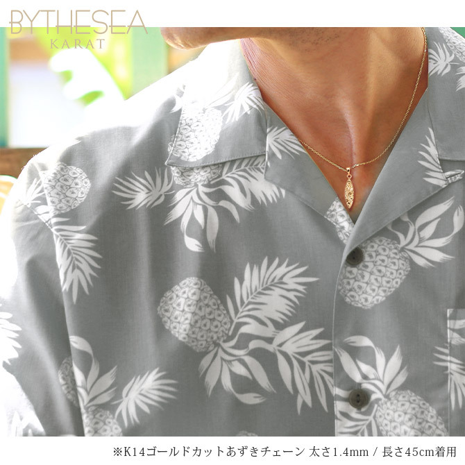 ゴールド ネックレス ハワイアンジュエリー ネックレス イエローゴールド ネックレス 刻印 無料 誕生石入れ可 サーフボード 14K K14イエローゴールド 14k k14カットあずきチェーン太1.4mm ギフトラッピング可能 プレゼント ハロウィン 【品番：CG-GP121-CH1020】