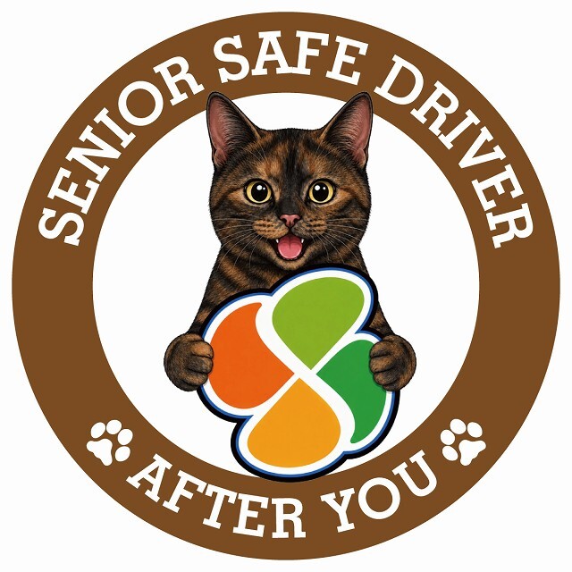 カーサイン 高齢者マーク SENIOR SAFE DRIVER サビ（べっ甲） ステッカー シール 直径13cm 肉球 日本製 車