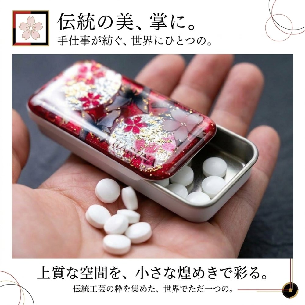 職人の手作り！和柄FRISKケース『野』フリスク タブレット ミント 名入れ 職人 手作り ハンドメイド 送料無料 伝統工芸 桜 和モダン 和柄 和風 和雑貨 ギフト プレゼント 贈り物