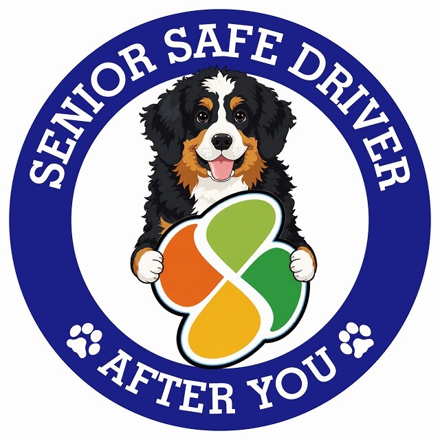 カーサイン 高齢者マーク SENIOR SAFE DRIVER バーニードゥードル ステッカー シール 直径13cm 肉球 日本製 車