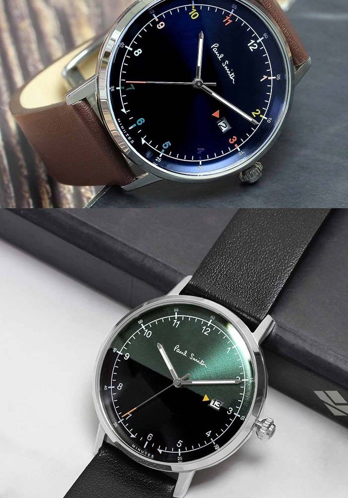 ポールスミス Paul Smith 腕時計 メンズ 革ベルト 41mm レザー クラシック ブランド 人気 ゲージ GAUGE グリーン ブラック シルバー パープル ネイビー ブラウン