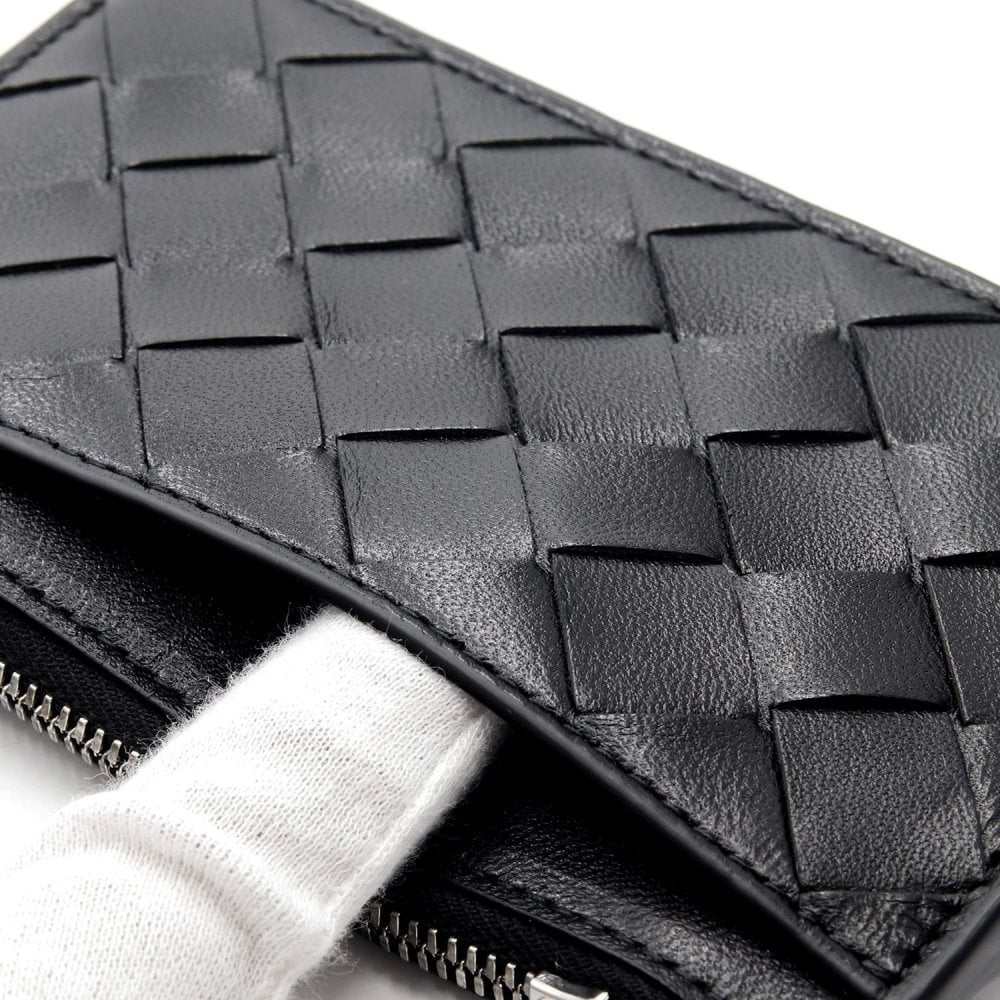 ボッテガヴェネタ BOTTEGA VENETA コインケース 小銭入れ キーケース キーリング付き イントレチャート メンズ レディース ブラック 黒 ラムレザー 本革 ファスナー 608784 V48C3 8803 ミニ財布