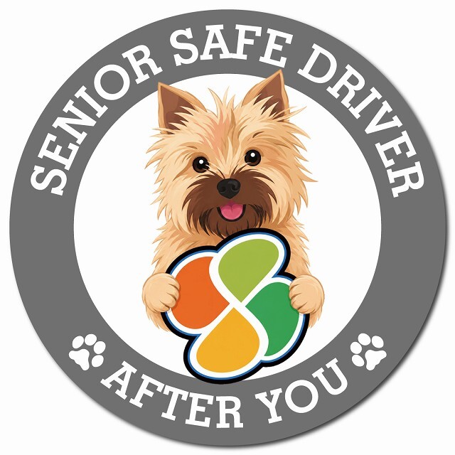 カーサイン 高齢者マーク SENIOR SAFE DRIVER ノーリッチテリア マグネット 強力 直径13cm 肉球 日本製 車 ステッカー