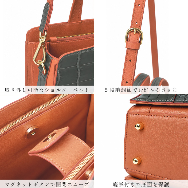 アウトレット クロコダイル バッグ レディース 本革 2way ハンドバッグ バイカラー ショルダーバッグ 訳あり ワニ革 牛革 レザー 肩掛け 斜めがけ ツートーン 小さめ 軽量 数量限定 通勤 お出かけ 上品 高級 大人 女性
