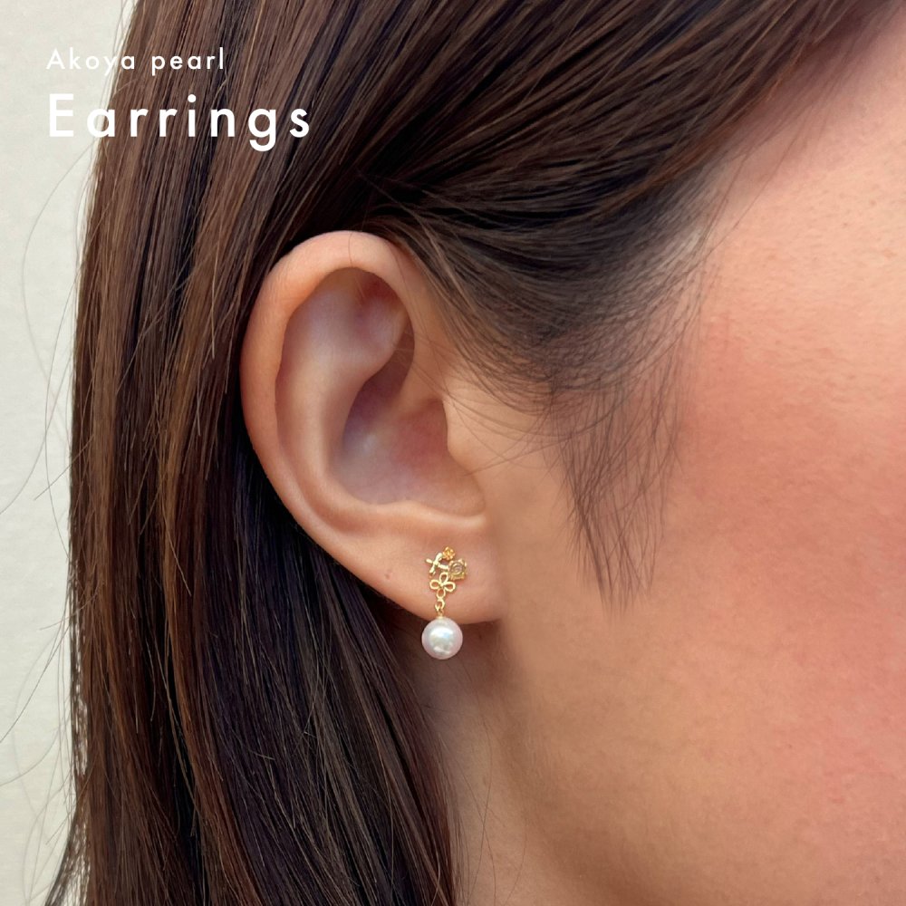 ［pearl382］5.5mm - 6.5mm 半貴石 ピアス あこや真珠 ホワイトピンク