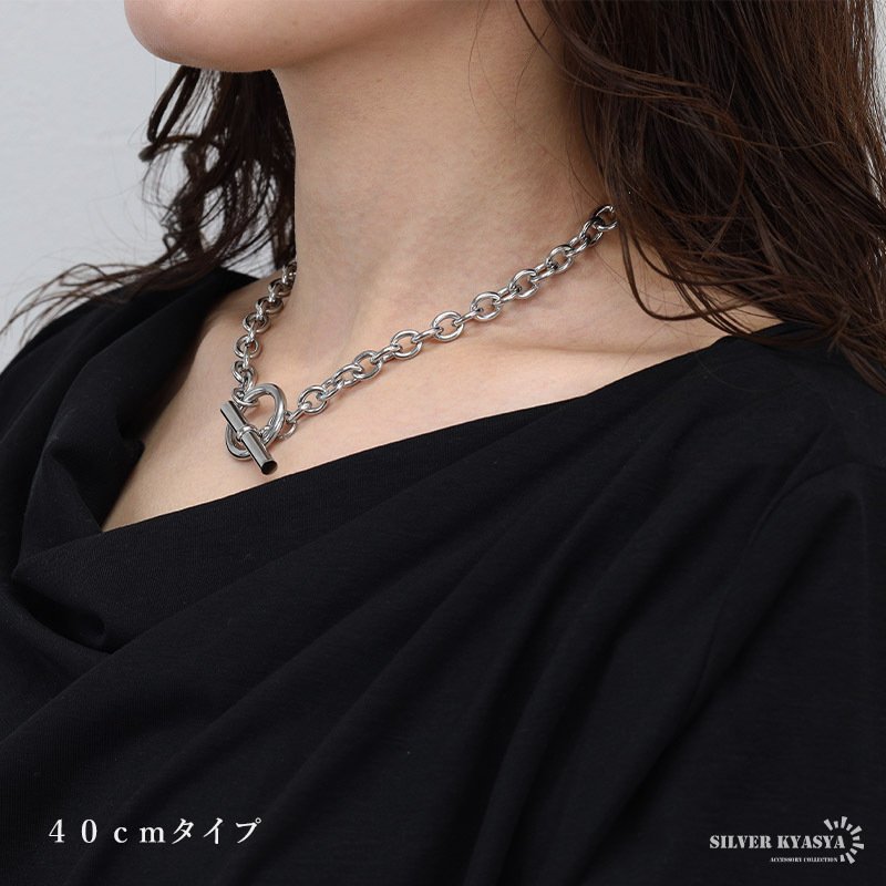 ステンレス マンテルネックレス チェーンネックレス シルバー 4サイズ シンプル 存在感 メタル お洒落 レディース 女性 金属アレルギー対応