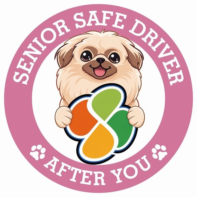 カーサイン 高齢者マーク SENIOR SAFE DRIVER ペキニーズ ステッカー シール 直径13cm 肉球 日本製 車