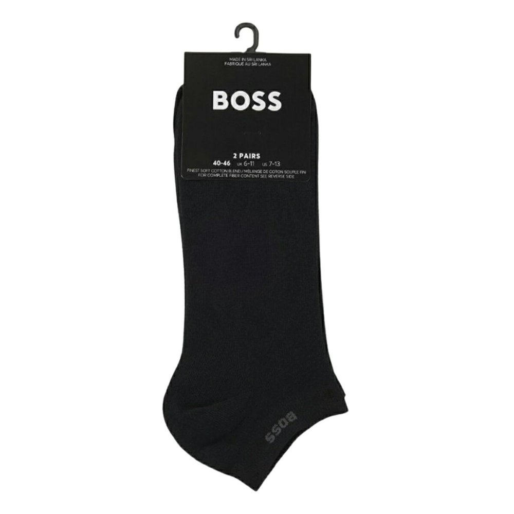 ヒューゴ・ボス HUGO BOSS ソックス アンクル丈 2足組 セット ロゴ コットン混紡 ストレッチ ギフト 靴下 50469849 001 メンズ ブラック