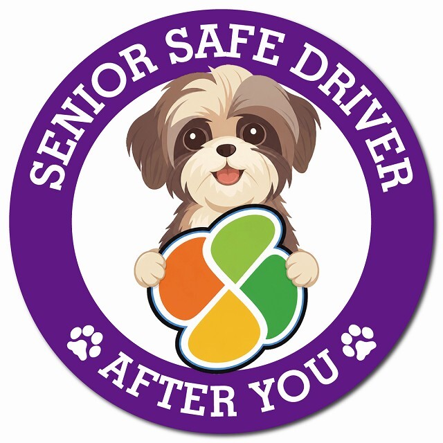 カーサイン 高齢者マーク SENIOR SAFE DRIVER シーズー マグネット 強力 直径13cm 肉球 日本製 車 ステッカー