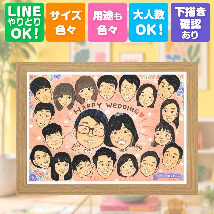 サンクスボード 似顔絵 贈り物 手描き プレゼント 名入れ ギフト サンクスボード 感謝 結婚式 披露宴 婚礼 大人数 親族 両親 新婦 新郎 修正無料 下書き確認 名入れ 宝物 一生もの 実績多数 サプライズ 思い出 感謝ボード 披露宴 婚礼 初任給 喜ばれる ハロウィン 長寿祝い ブライダルギフト ホワイトデー 引っ越し カラフル イラスト 白寿祝い お祝いの品