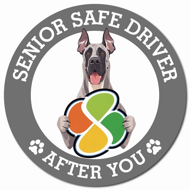 カーサイン 高齢者マーク SENIOR SAFE DRIVER グレートデン マグネット 強力 直径13cm 肉球 日本製 車 ステッカー