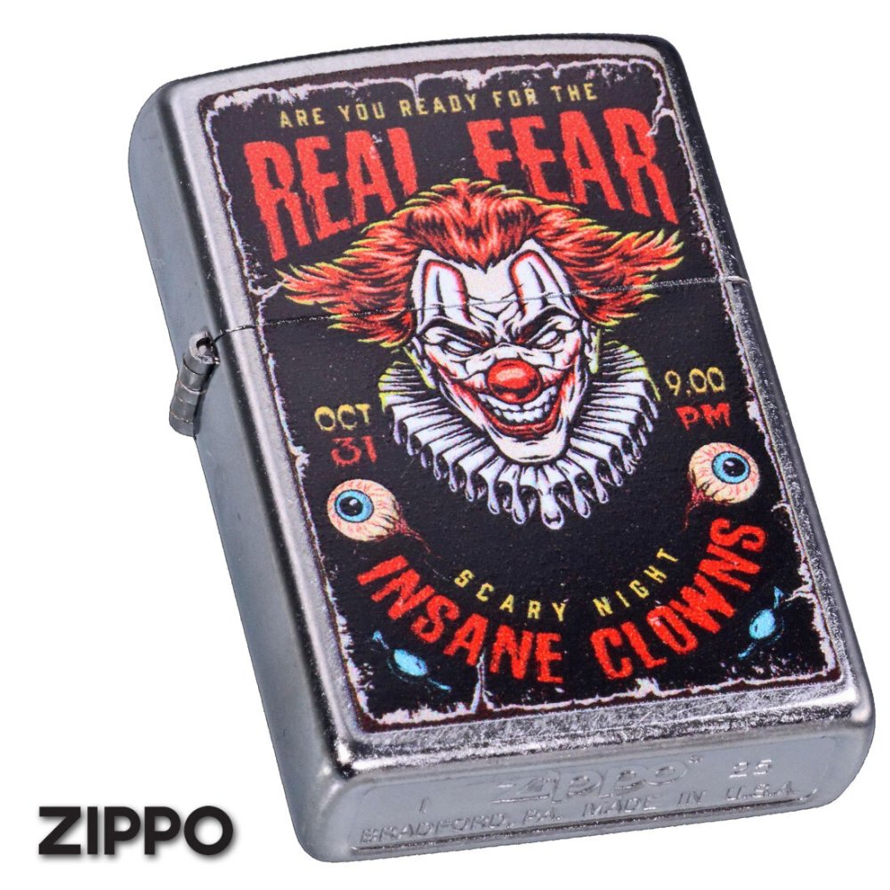 【名入れ】送料無料 zippo ジッポーライター USオリジナルZIPPO 2025 ピエロ柄 INSANE CLOWNS ストリートクローム プリント加工 個性的 ホラー 狂気 おしゃれ ギフト プレゼント[zZ207-125618]