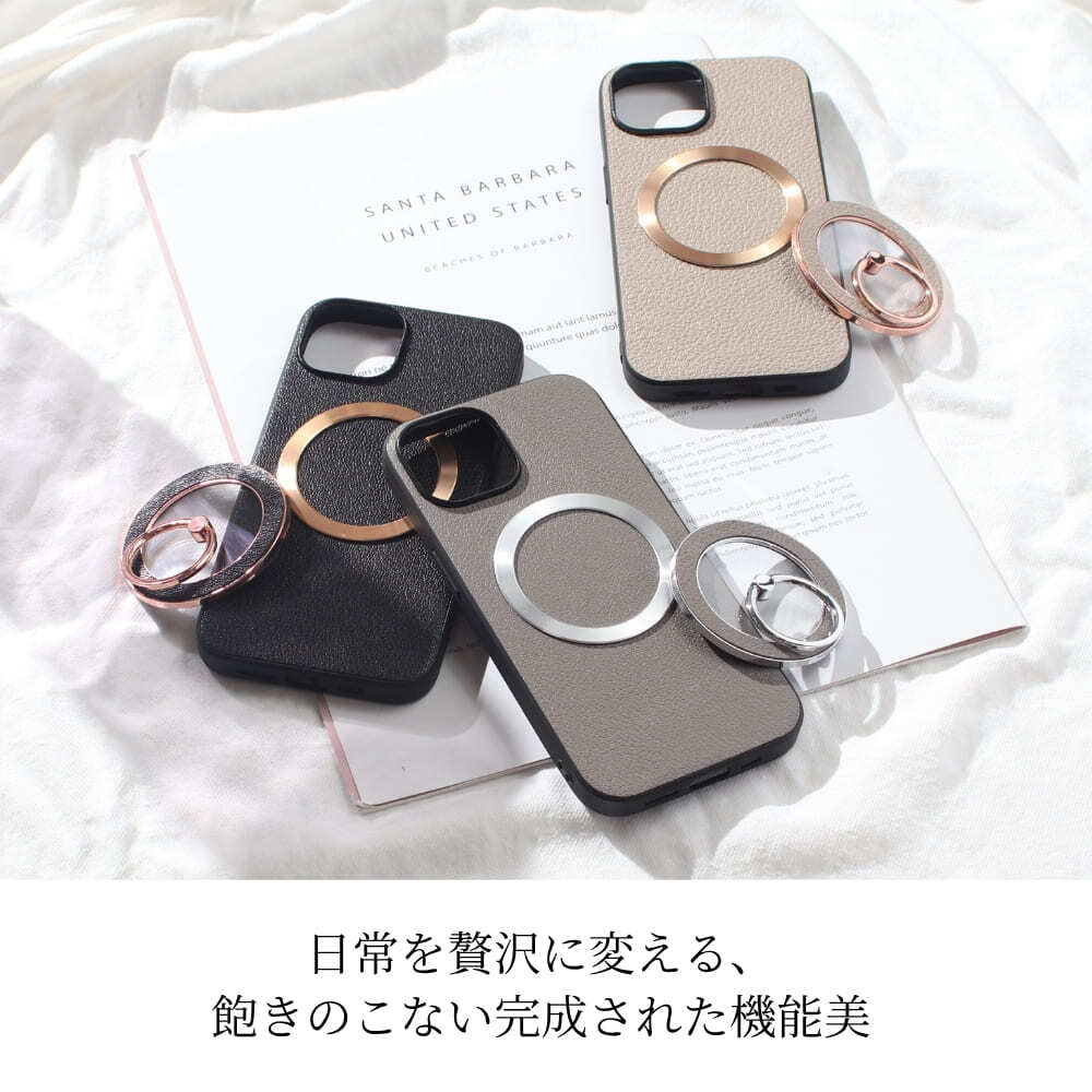 iphone13 ケース リング付き 本革 iphone13Pro iphone13ProMAX iphone13mini MagSafe対応 レザー スマホリング スタンド アイフォン 13 pro max mini マグセーフ対応 マグネット 13プロ マックス ミニ スマホケース 大人可愛い レディース 薄型 軽量 高級 ゴールド 送料無料