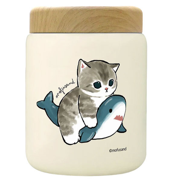 もふさんど モフサンド mofusand ステンレス スープポット 400ml 53-2156 53-2157 53-2158 スープジャー サメにゃん うさにゃん ホットケーキにゃん お弁当 保温 保冷 木目蓋 真空二重構造 コンパクト かわいい ランチ 通勤 通学 サメにゃん