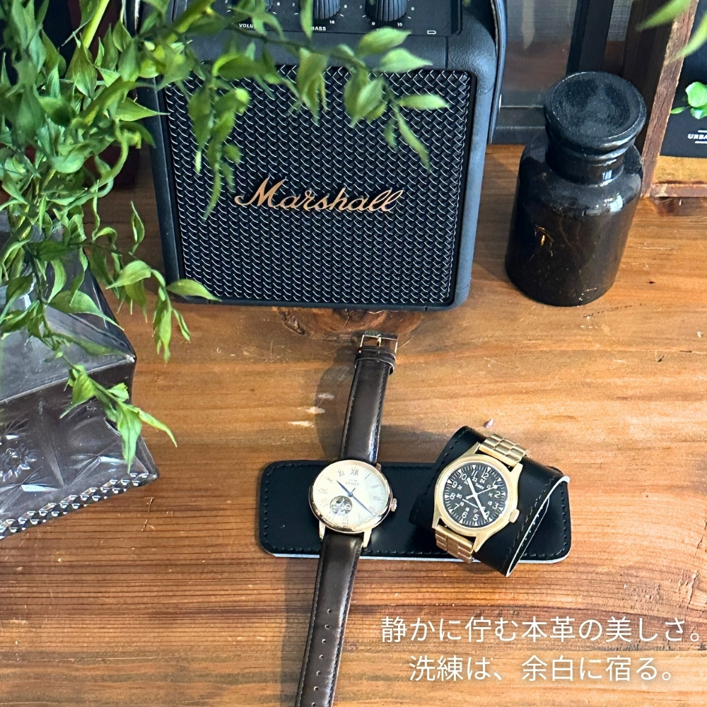 日本製 本革 姫路レザー ウォッチコースター 2枚セット ブラック ブラウン 腕時計マット ウォッチマット アクセサリートレイ デスクマット キズ 傷防止 レザーマット デスク周り おしゃれ 革小物 ギフト プレゼント ランキング お祝い