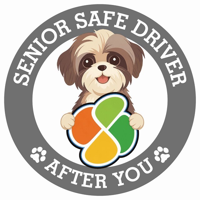 カーサイン 高齢者マーク SENIOR SAFE DRIVER シーズー ステッカー シール 直径13cm 肉球 日本製 車