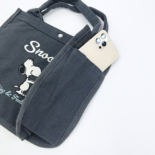 スヌーピー スクエアトートバッグ (ブラック)  ルートート ROOTOTE SNOOPY