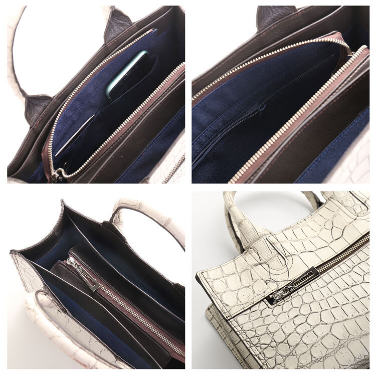 クロコダイル ミニトートバッグ メンズ トートバッグ 2WAY 日本製 マット 加工 センター取り あおりポケット 付き クロコダイルバッグ ハンドバッグ メンズバッグ B5 対応 本革 鰐革 保証書 付き プレゼント ギフト 4FA(06001685-mens-1r)