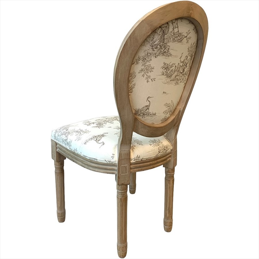 フレンチインテリア サイドチェアトワルドジュイ Toile de jouy パーソナルチェア フランス製生地 おしゃれ かわいい シャビーシック 頑丈に設計されていています 脚は簡易組み立て式 天然木 コットン ウレタン 椅子 イス 家具