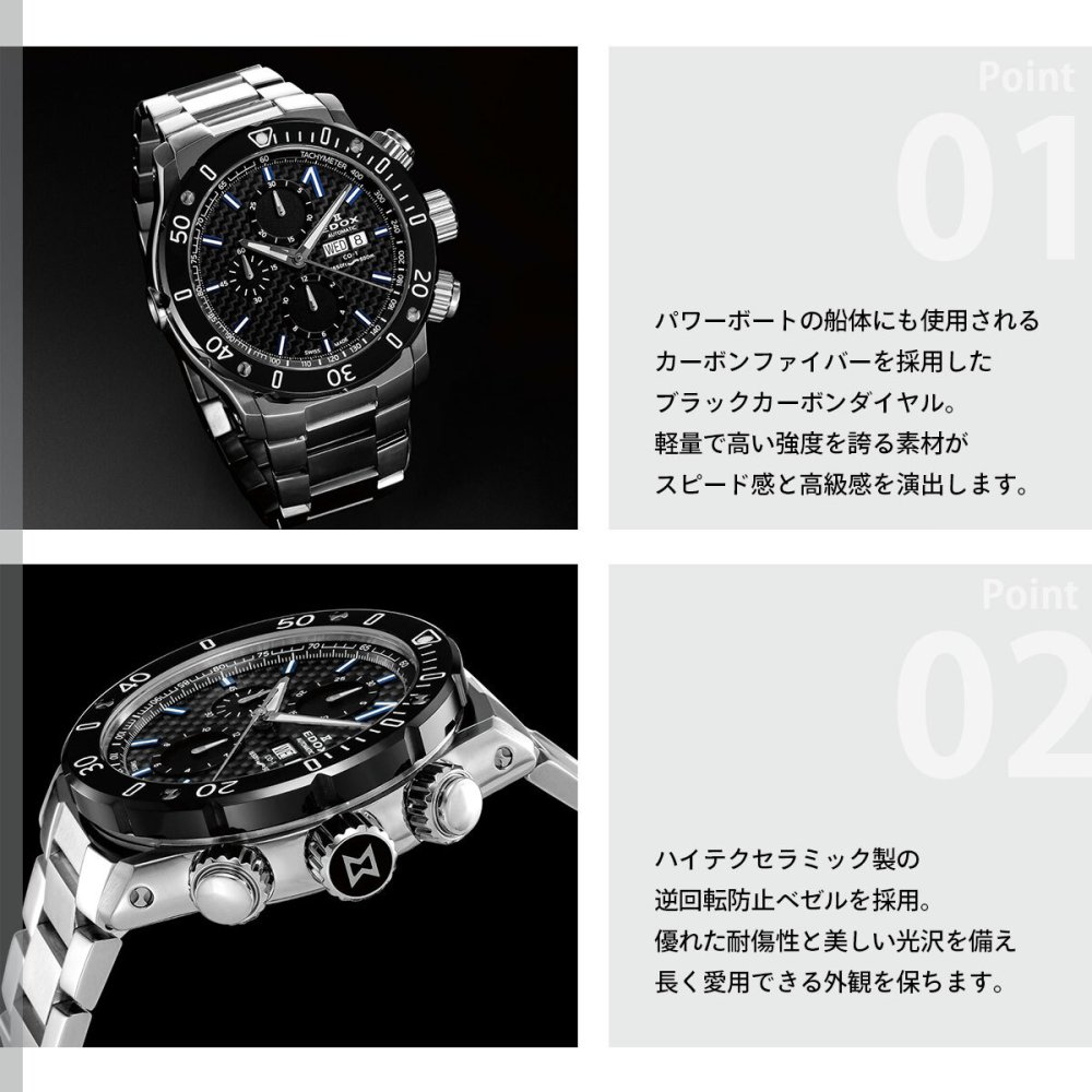エドックス EDOX クロノオフショア1 クロノグラフ オートマティック 腕時計 メンズ 自動巻き 01122-3M-NIBU6 CHRONOFFSHORE-1