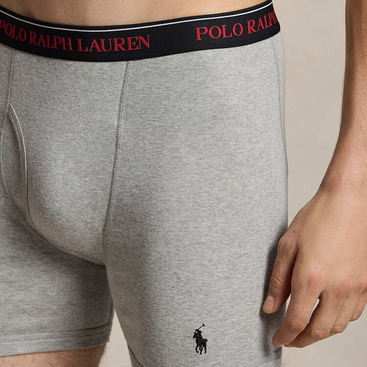 ポロラルフローレン：CLASSIC FIT COTTON ボクサーブリーフ 3PK (アンドーバーヘザー/アイススケートコンボ/ポロブラック)[ボクサーパンツ/ 男性下着/ メンズインナー/人気ブランド/おすすめギフト/誕生日プレゼント/メンズファッション]