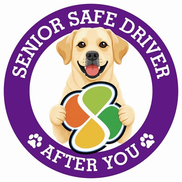 カーサイン 高齢者マーク SENIOR SAFE DRIVER ラブラドールレトリバー ステッカー シール 直径13cm 肉球 日本製 車