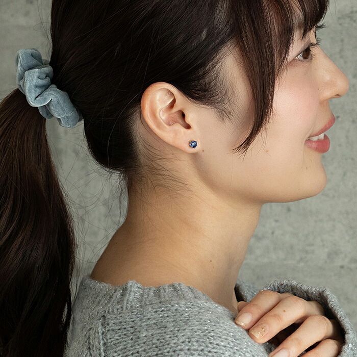セカンドピアス つけっぱなし ピアス カイヤナイト 5mm ネパール産 金属アレルギー対応 サージカルステンレス 品質保証書 宝石質 藍色 天然石 レディース メンズ 片耳用