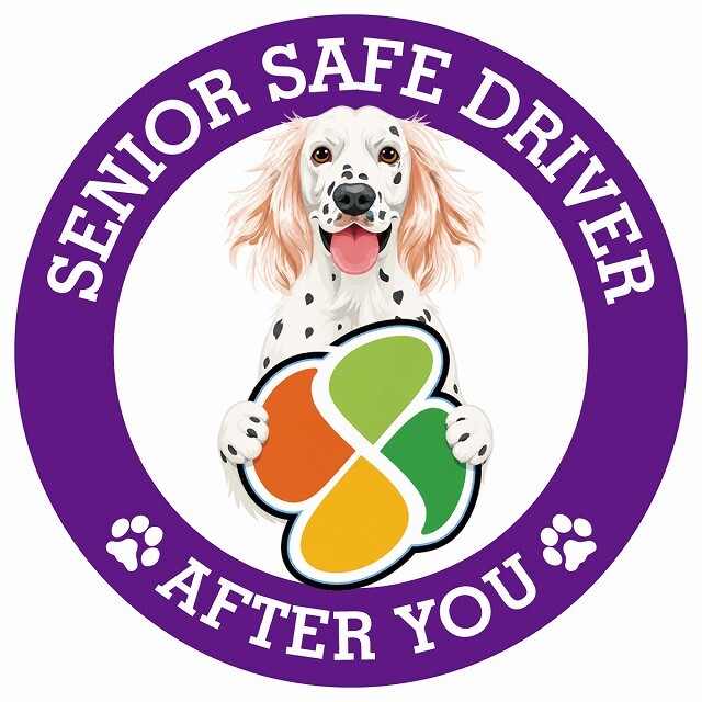 カーサイン 高齢者マーク SENIOR SAFE DRIVER イングリッシュセター ステッカー シール 直径13cm 肉球 日本製 車