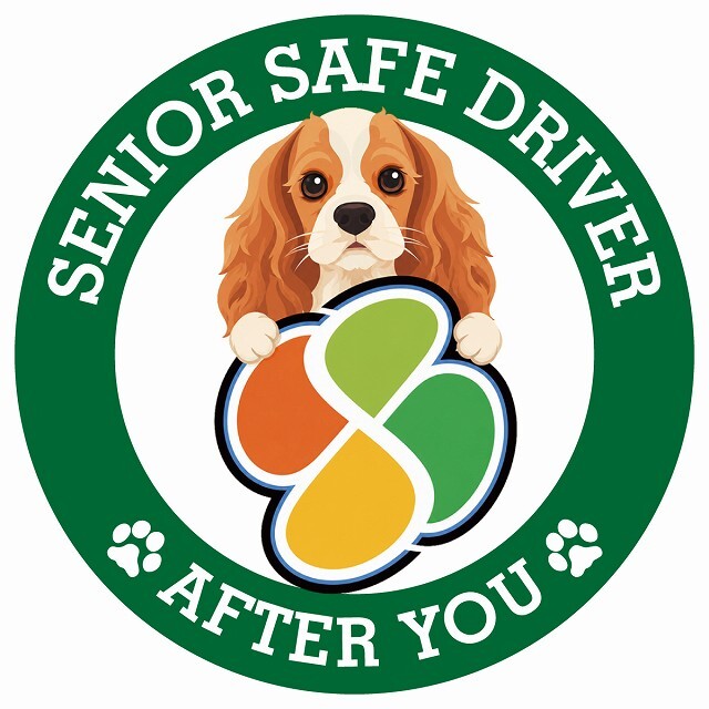 カーサイン 高齢者マーク SENIOR SAFE DRIVER イングリッシュコッカースパニエル ステッカー シール 直径13cm 肉球 日本製 車