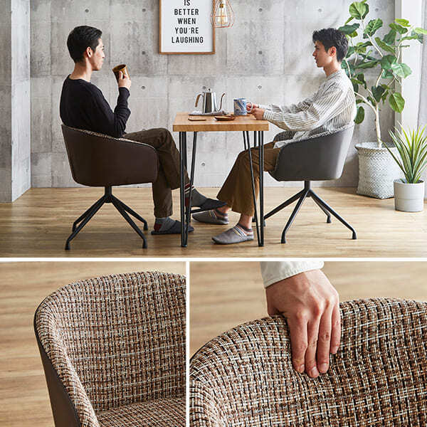 ダイニング家具 2人用 ダイニングテーブルセット カフェ風ダイニングテーブル 3点セット ダイニング3点セット ダイニングセット 2人掛け 2人用テーブル 回転式 ダイニングチェア2脚セット テーブル幅75cm 奥行56cm 高さ73cm